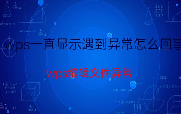 wps一直显示遇到异常怎么回事 wps编辑文件异常？